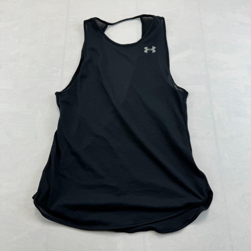 Under Armour Tank Top Small  Womens Black Lightweight Athletic Cut Out Back